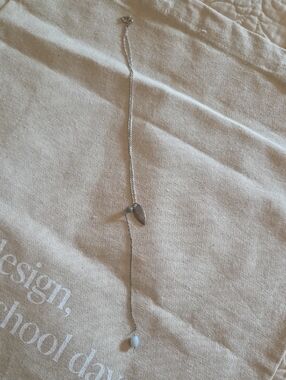 Delicate Silver Y-Chain Necklace with Teardrop & Leaf Charms